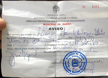 Documento do município de Samba